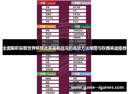 全面解析获取世界杯预选赛最新战况的高效方法指南与权威渠道推荐